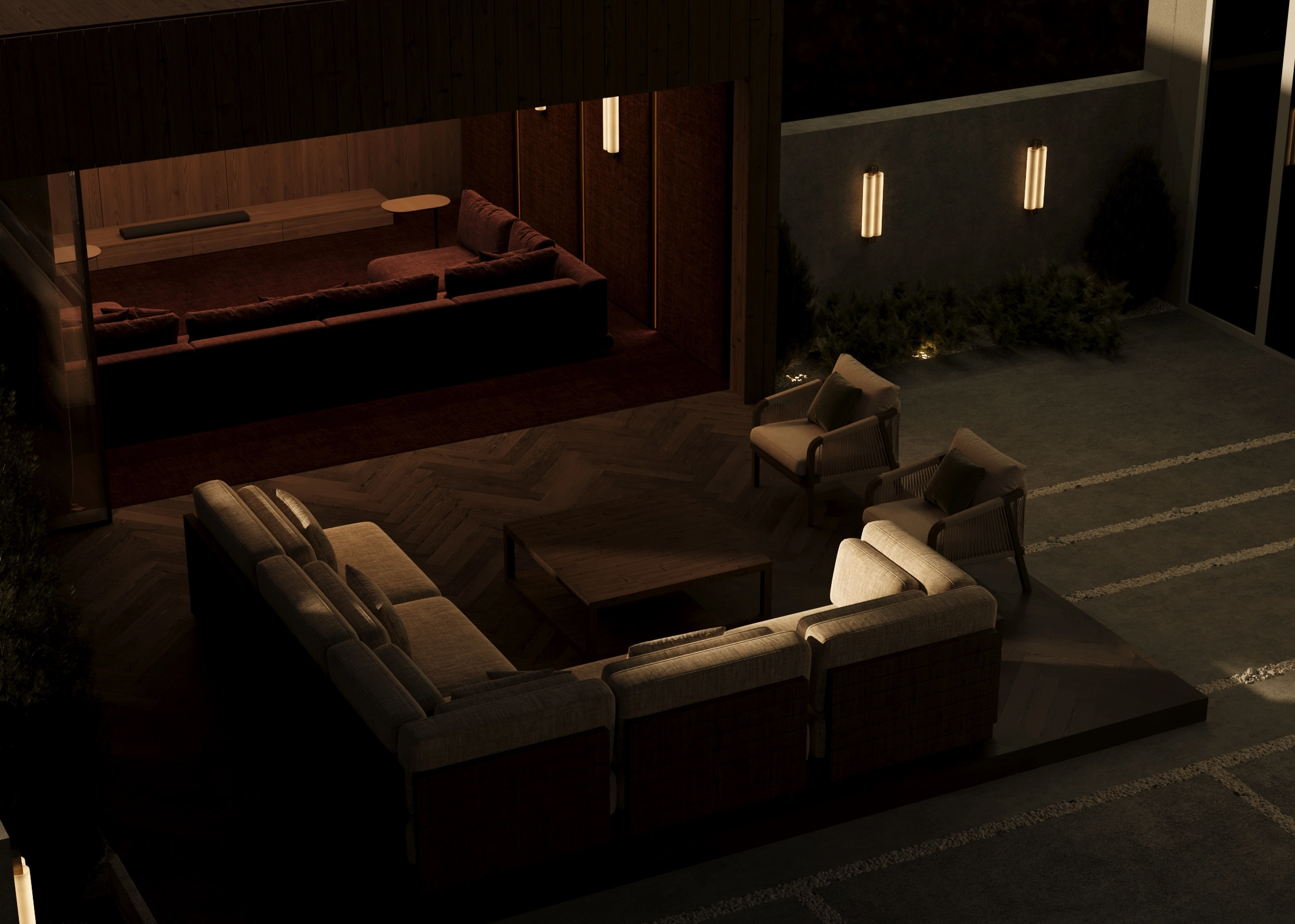 Warm lounge seating — entertaining friends