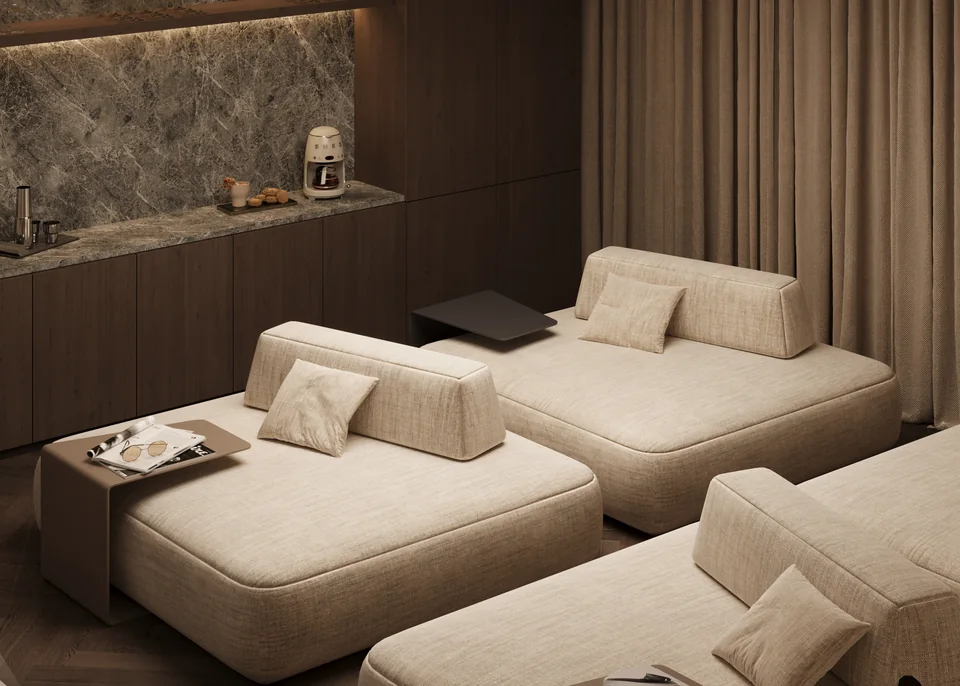 Calm, soft and airy Tér Serene cinema interior