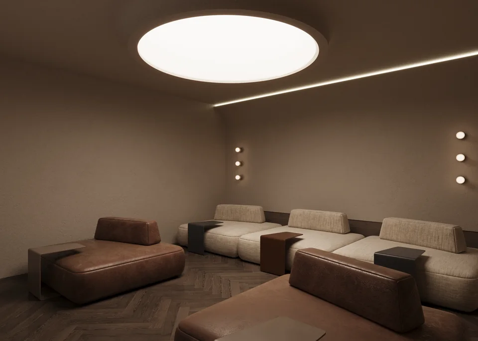 Warm club-room Tér Heritage cinema interior